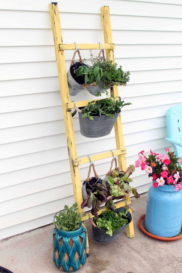 A vertical vegetable garden adds great visual appeal to a patio or deck. (Photo courtesy of Angie Holden/The Country Chic Cottage)
